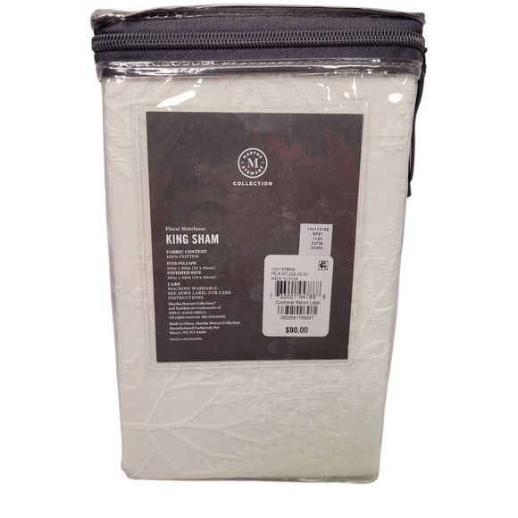 Martha Stewart Collection Floral Matelasse 100% Cotton KING Sham White - Picture 4 of 9